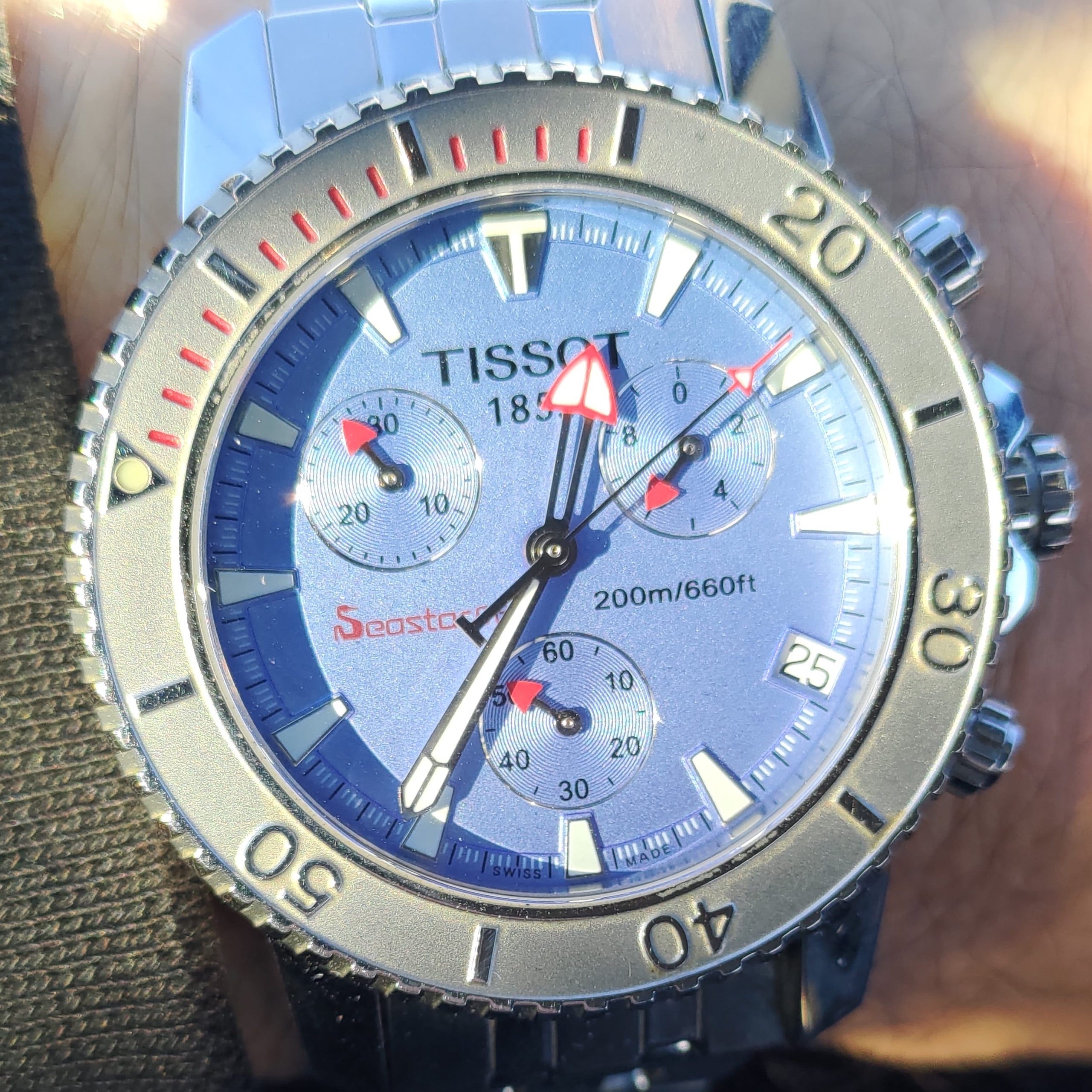 SOLD TISSOT SEASTAR 660 CHRONO WATCH RARE BLUE DIAL A462 562